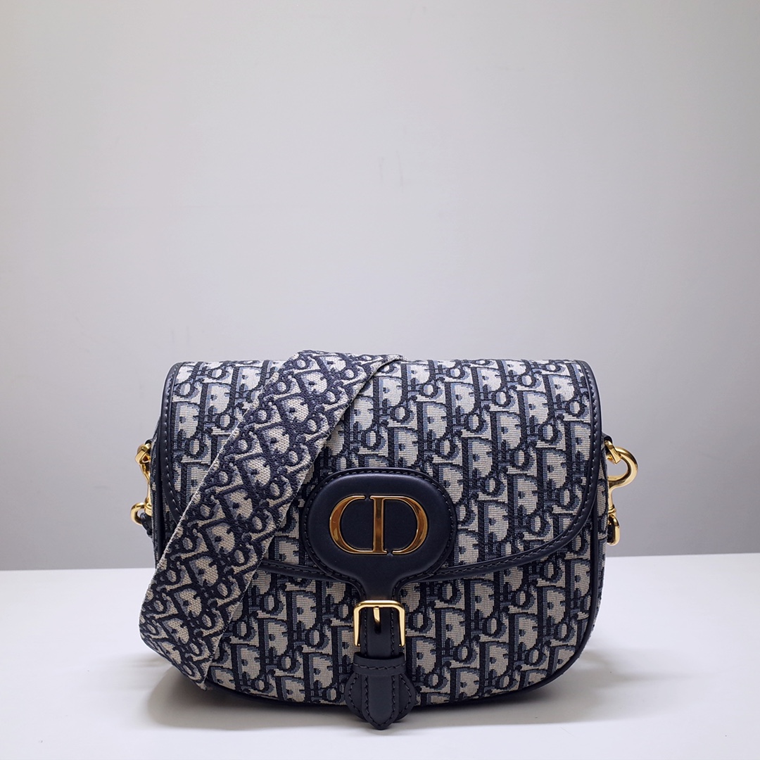 Large Dior Bobby Bag Blue Dior Oblique Jacquard